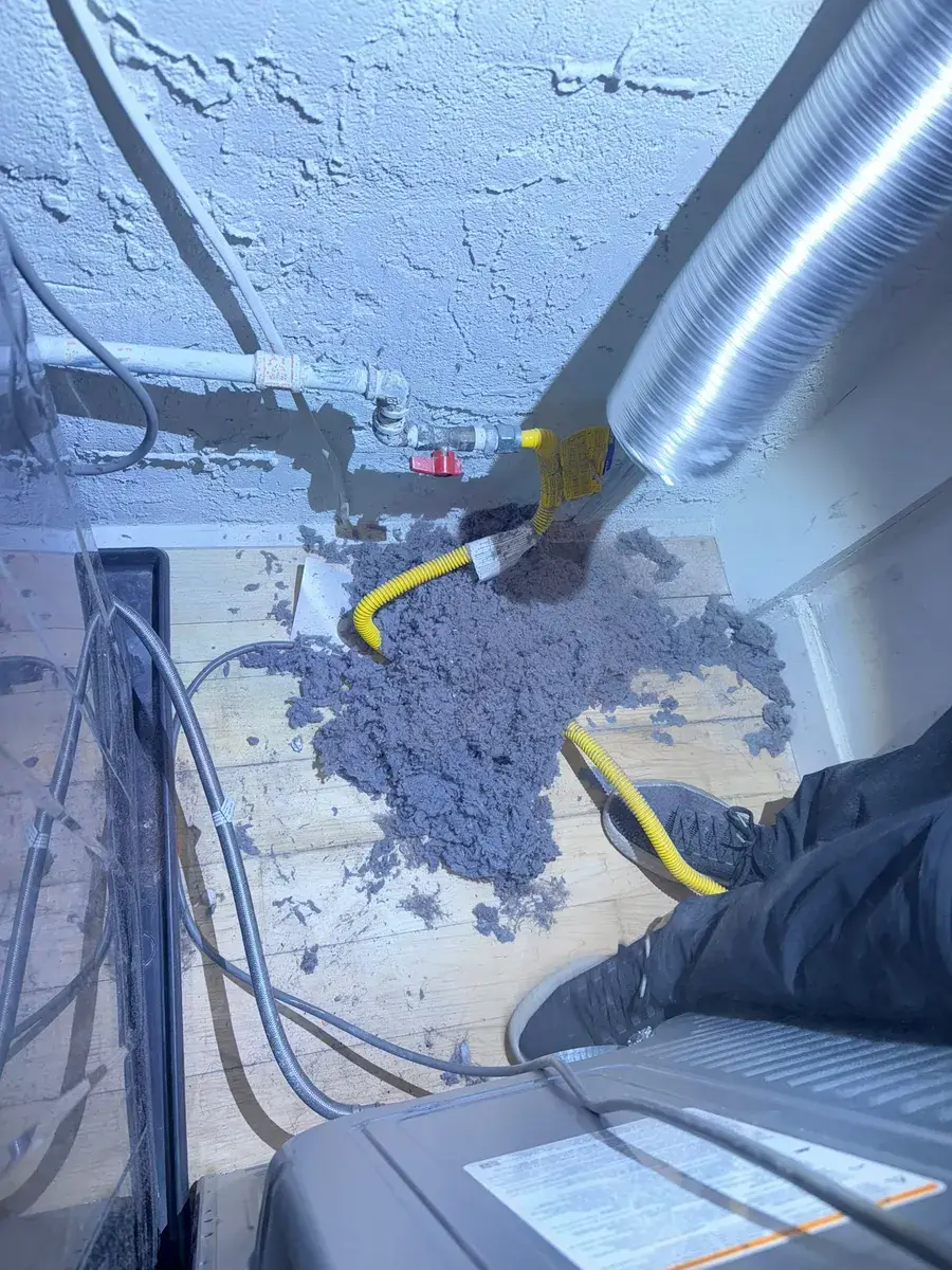 Lint removed from a clogged King of Prussia dryer vent run
